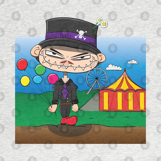 Scary Circus Clown with Balloons Cartoon by Dad n Son Designs